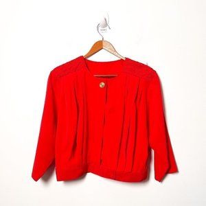 Vintage 70s Red Cropped Funky Retro Blouse Top